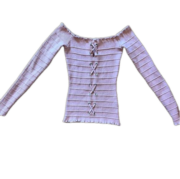 AMBIANCE APPAREL pink off the shoulder shirt - Picture 1 of 4